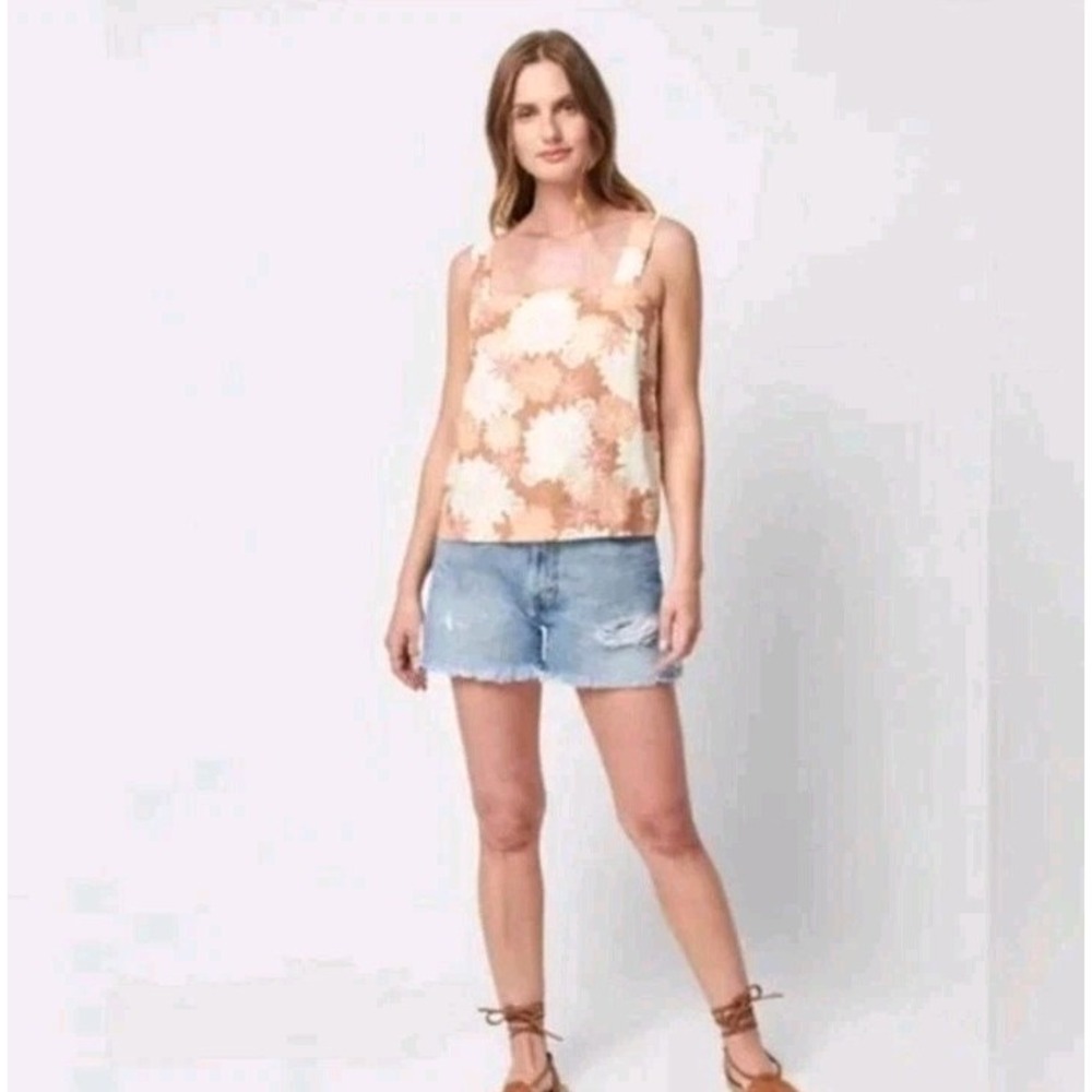 Faherty‎ Women's Sands Linen Tank in Warm Jicaro Island | EUC | Sz Medium